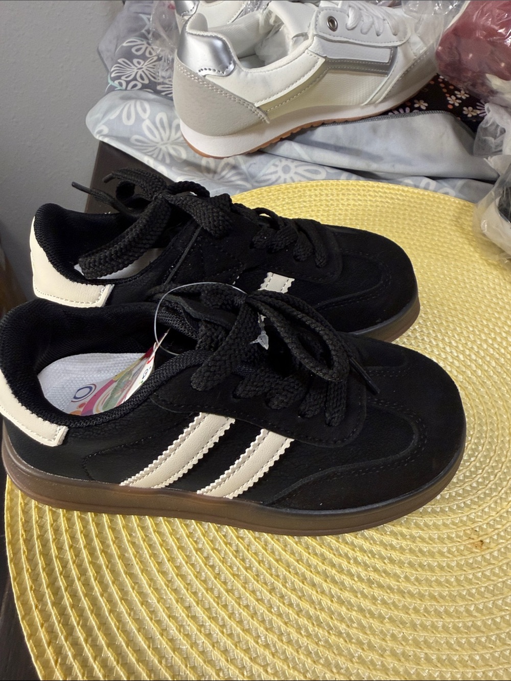 No Boundaries Black and White Kids Sneakers - Casual Lace-Up Trainers